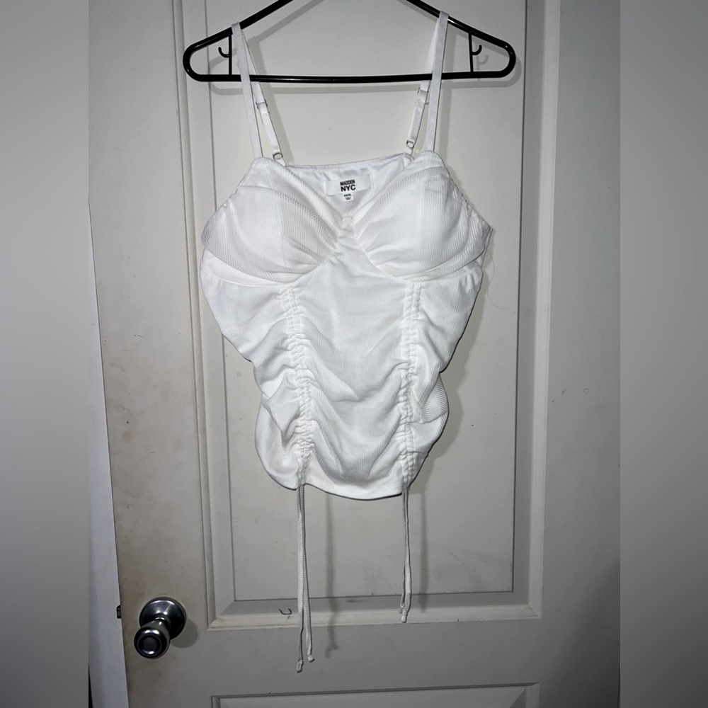 Cute tie string white top